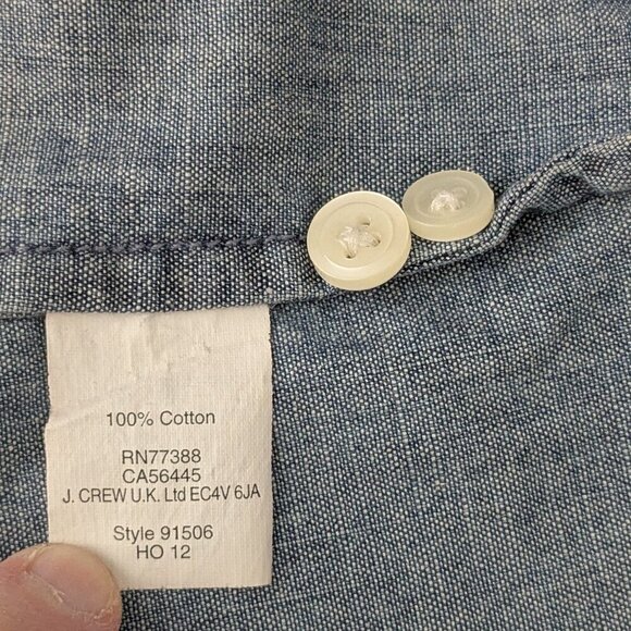 J. CREW Grunge Blue Denim Long Sleeve Button Shirt; Size S - Picture 4 of 4
